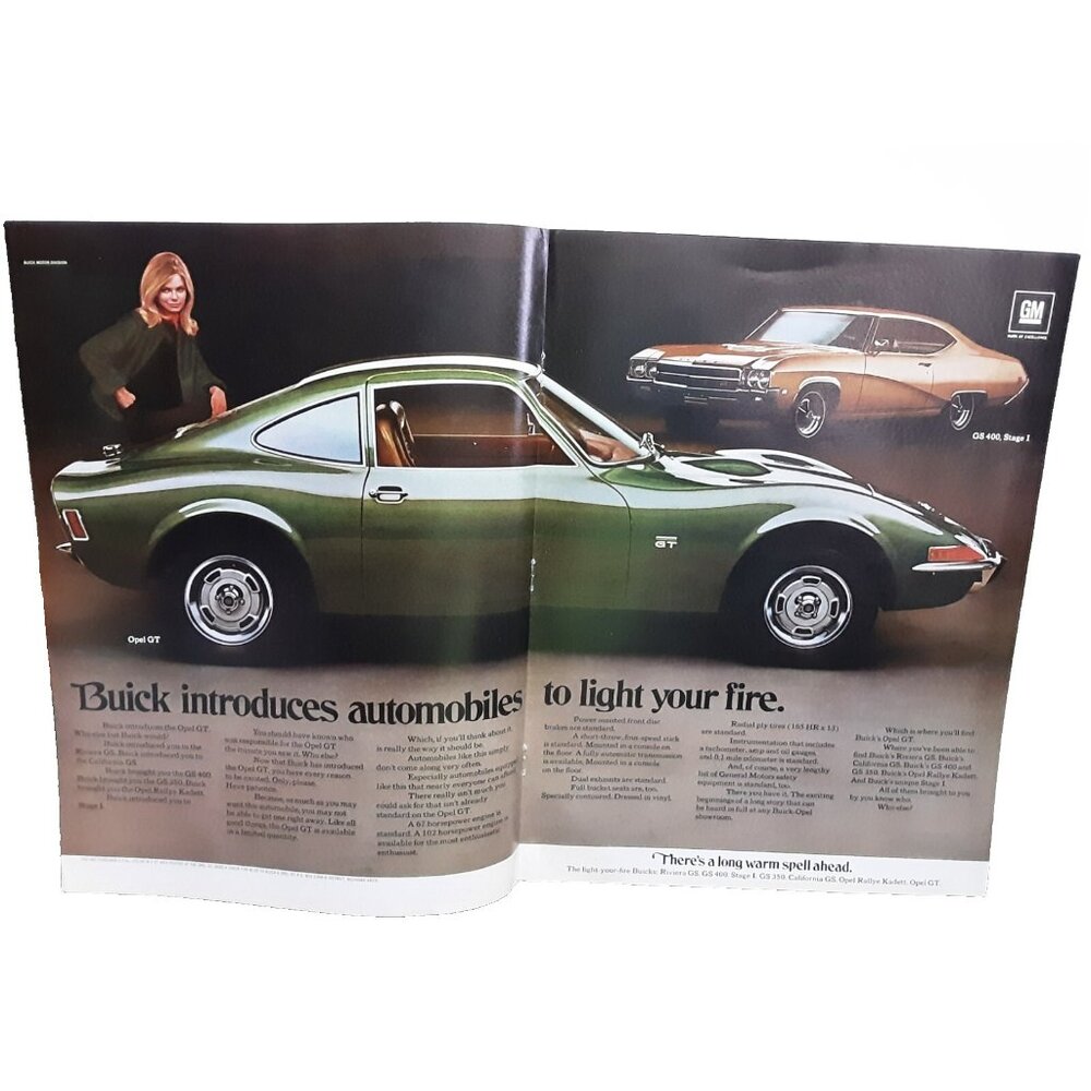 1969 Buick Opel GT Buick GS 400 Stage I Car Print Ad Original Vintage 1960s
